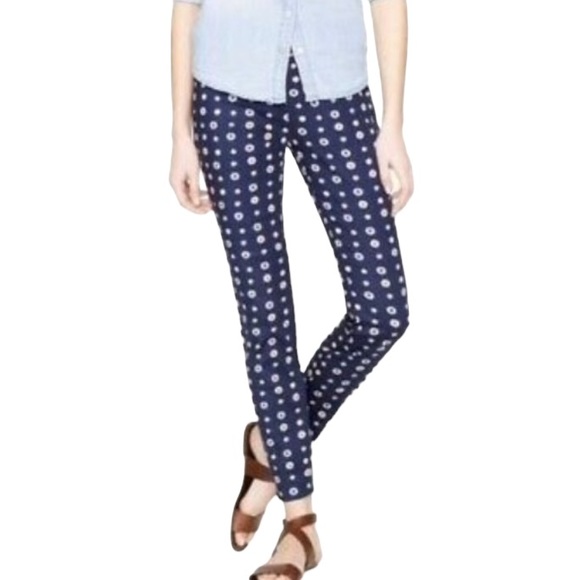 J Crew Minnie navy slim pants in foulard print size 8 - Picture 1 of 12